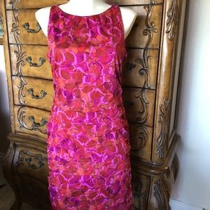 Taylor Magenta Floral Sleeveless Cocktail Dress